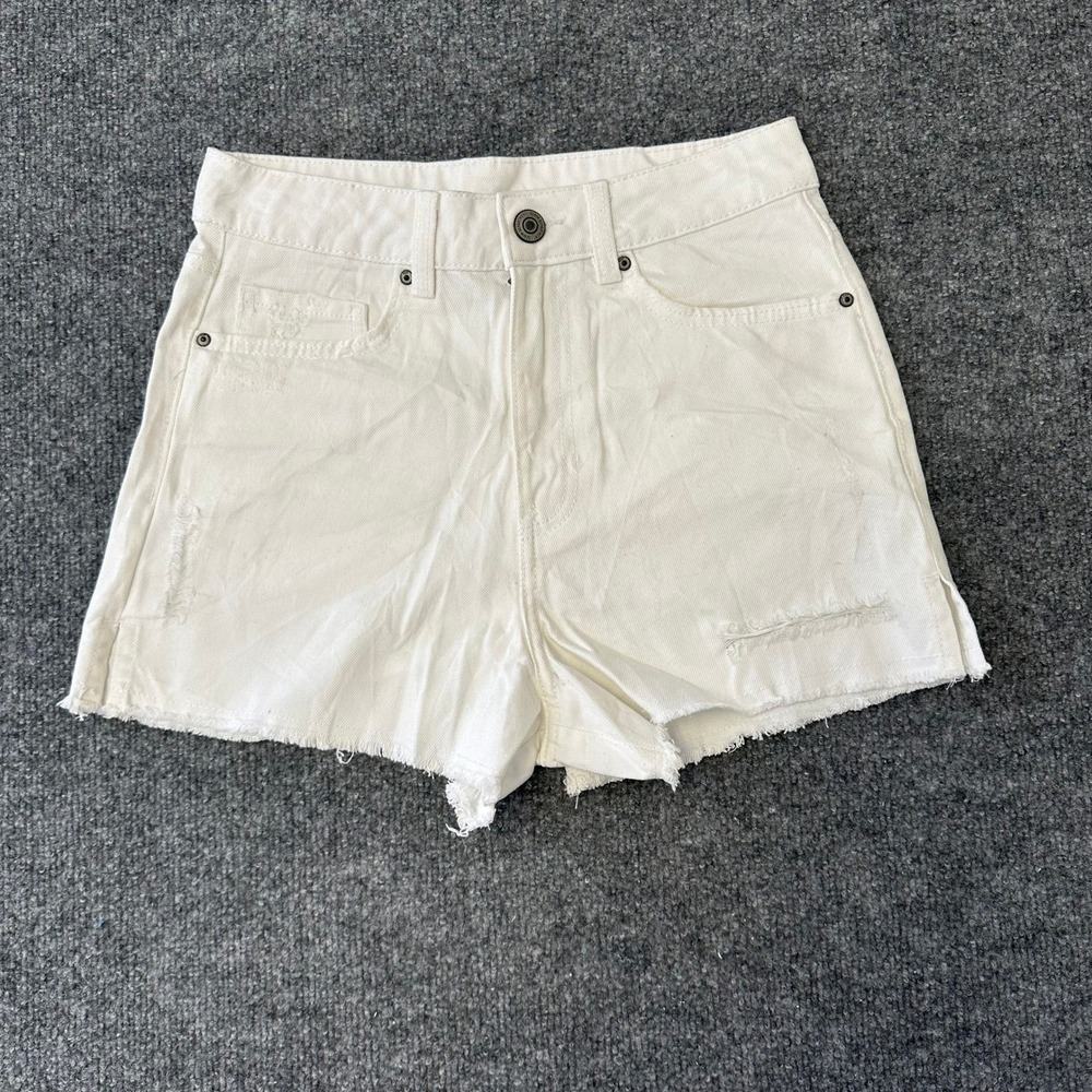 Anko Denim Shorts Womens Size 8 White Distressed High Rise Raw Hem Casual Summer